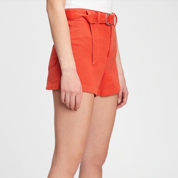 Gap 4" High Rise Belted Shorts in Coral Size 0 - Picture 1 of 7